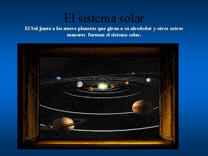 El sistema solar El Sol junto a los nueve planetas que giran a su