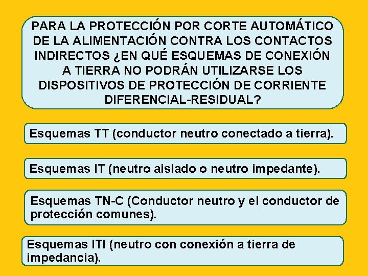 PARA LA PROTECCIÓN POR CORTE AUTOMÁTICO DE LA ALIMENTACIÓN CONTRA LOS CONTACTOS INDIRECTOS ¿EN