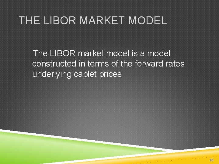 THE LIBOR MARKET MODEL The LIBOR market model is a model constructed in terms