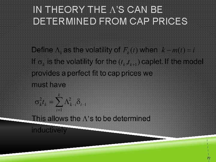 IN THEORY THE L’S CAN BE DETERMINED FROM CAP PRICES 72 