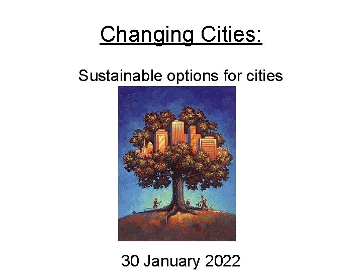 Changing Cities: Sustainable options for cities 30 January 2022 