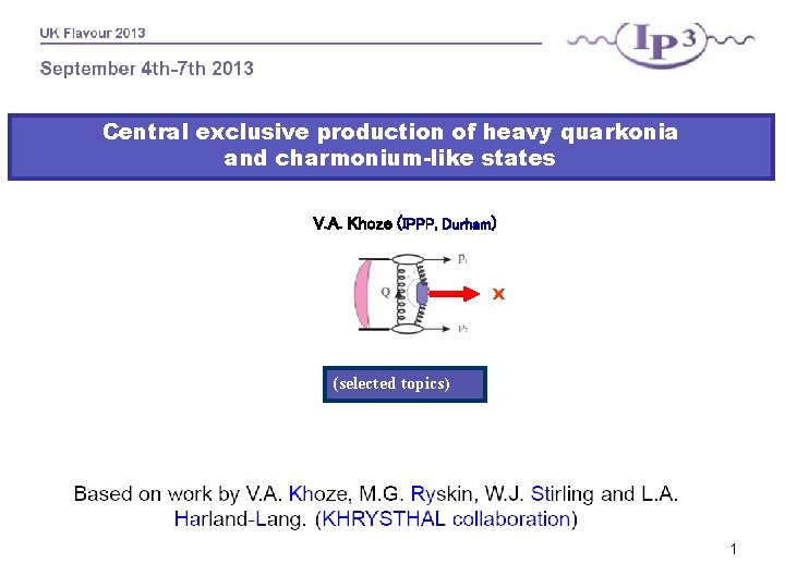 Central exclusive production of heavy quarkonia and charmonium-like states V. A. Khoze (IPPP, Durham)