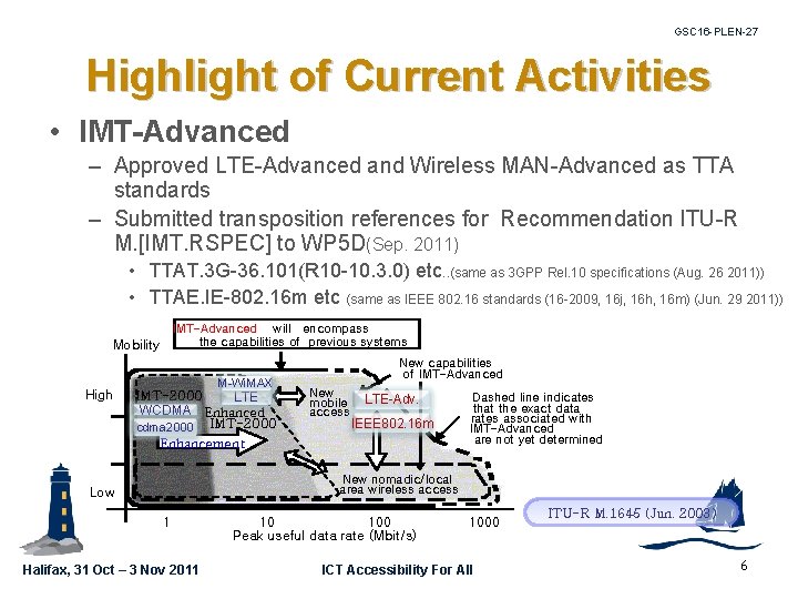 GSC 16 -PLEN-27 Highlight of Current Activities • IMT-Advanced – Approved LTE-Advanced and Wireless