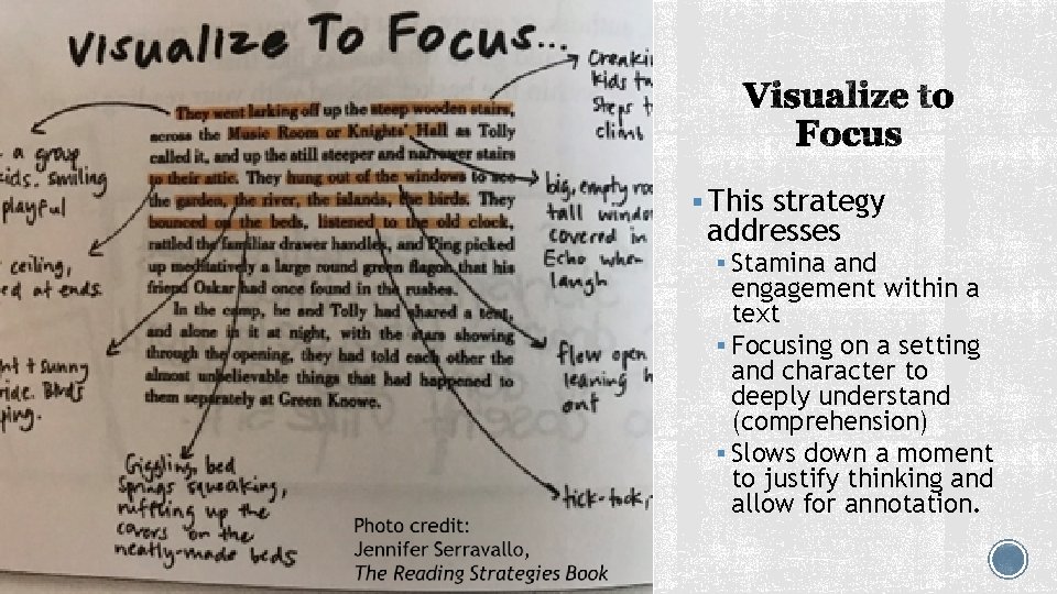 § This strategy addresses § Stamina and engagement within a text § Focusing on