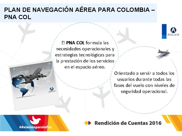 PLAN DE NAVEGACIÓN AÉREA PARA COLOMBIA – PNA COL El PNA COL formula las