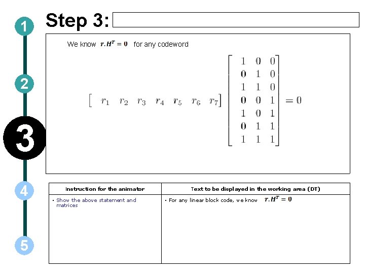 1 Step 3: We know for any codeword 2 3 4 5 Instruction for