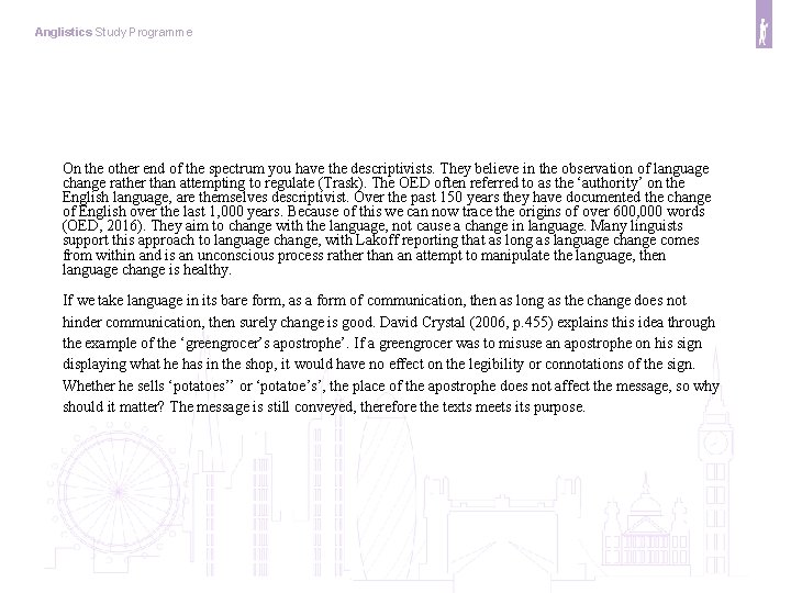 Anglistics Study Programme On the other end of the spectrum you have the descriptivists.