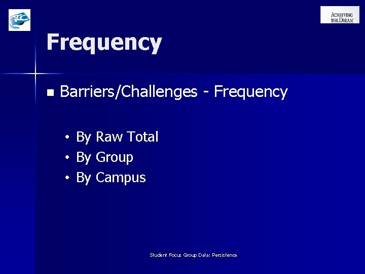Frequency n Barriers/Challenges - Frequency • • • By Raw Total By Group By