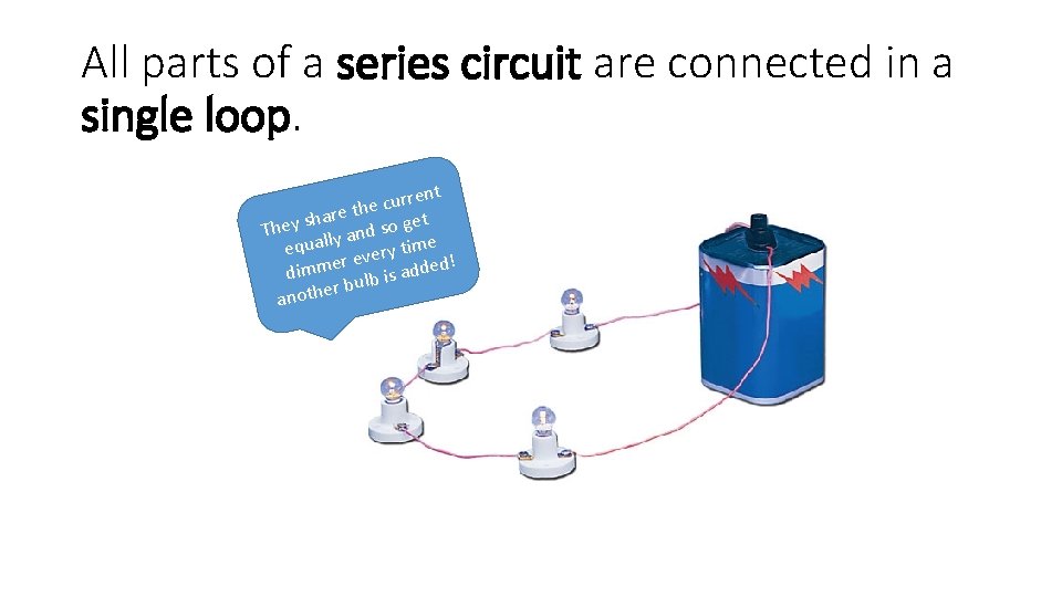 All parts of a series circuit are connected in a single loop. ent r