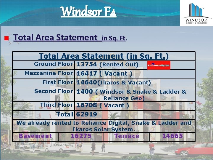 Windsor F 4 Total Area Statement in Sq. Ft. Total Area Statement (in Sq.