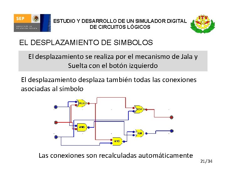 ESTUDIO Y DESARROLLO DE UN SIMULADOR DIGITAL DE CIRCUITOS LÓGICOS EL DESPLAZAMIENTO DE SIMBOLOS