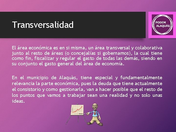 Transversalidad El área económica es en si misma, un área transversal y colaborativa junto