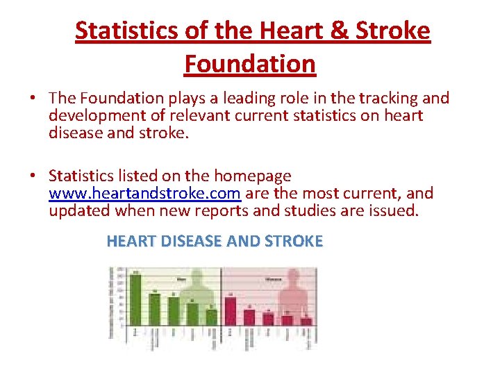 Statistics of the Heart & Stroke Foundation • The Foundation plays a leading role