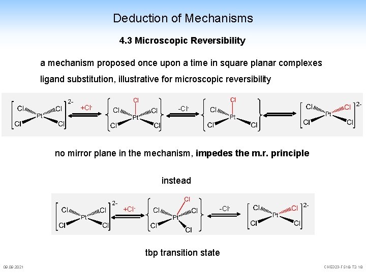 Deduction of Mechanisms 4. 3 Microscopic Reversibility a mechanism proposed once upon a time Deduction of Mechanisms 4. 3 Microscopic Reversibility a mechanism proposed once upon a time