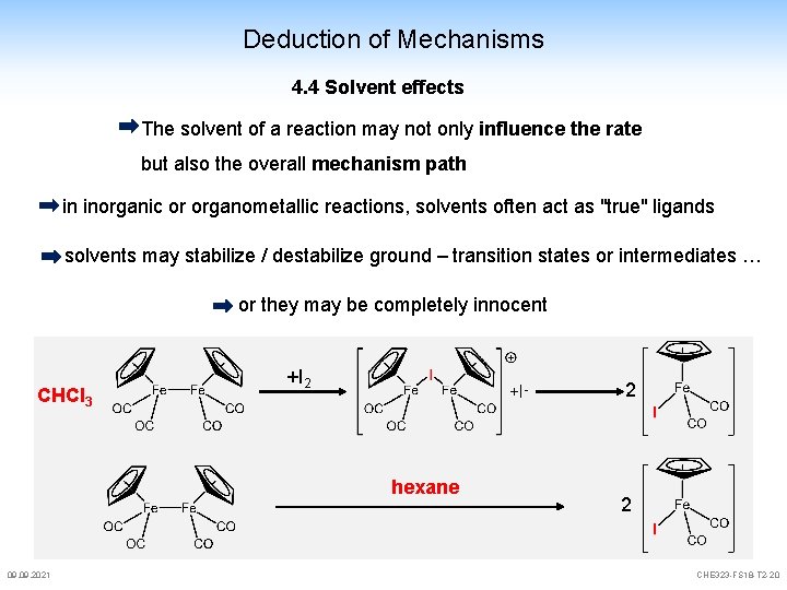 Deduction of Mechanisms 4. 4 Solvent effects The solvent of a reaction may not Deduction of Mechanisms 4. 4 Solvent effects The solvent of a reaction may not