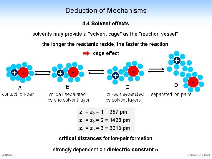 Deduction of Mechanisms 4. 4 Solvent effects solvents may provide a "solvent cage" as Deduction of Mechanisms 4. 4 Solvent effects solvents may provide a "solvent cage" as