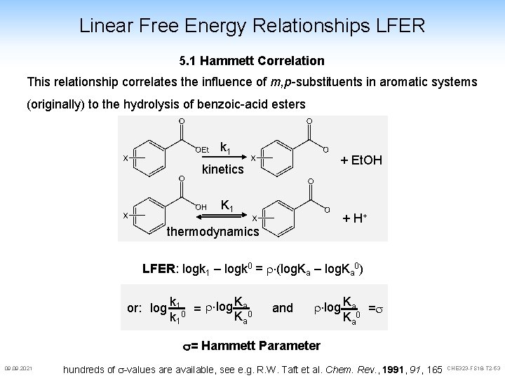Linear Free Energy Relationships LFER 5. 1 Hammett Correlation This relationship correlates the influence Linear Free Energy Relationships LFER 5. 1 Hammett Correlation This relationship correlates the influence