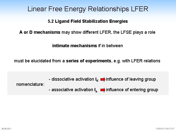 Linear Free Energy Relationships LFER 5. 2 Ligand Field Stabilization Energies A or D Linear Free Energy Relationships LFER 5. 2 Ligand Field Stabilization Energies A or D