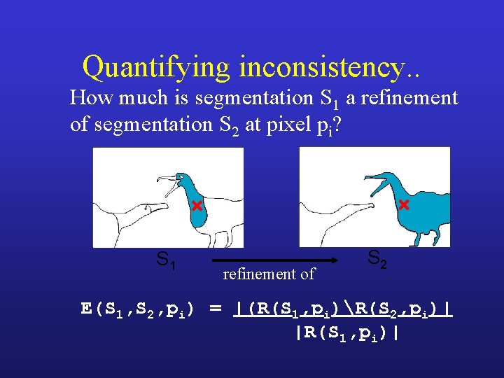Quantifying inconsistency. . How much is segmentation S 1 a refinement of segmentation S