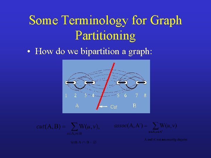 Some Terminology for Graph Partitioning • How do we bipartition a graph: 