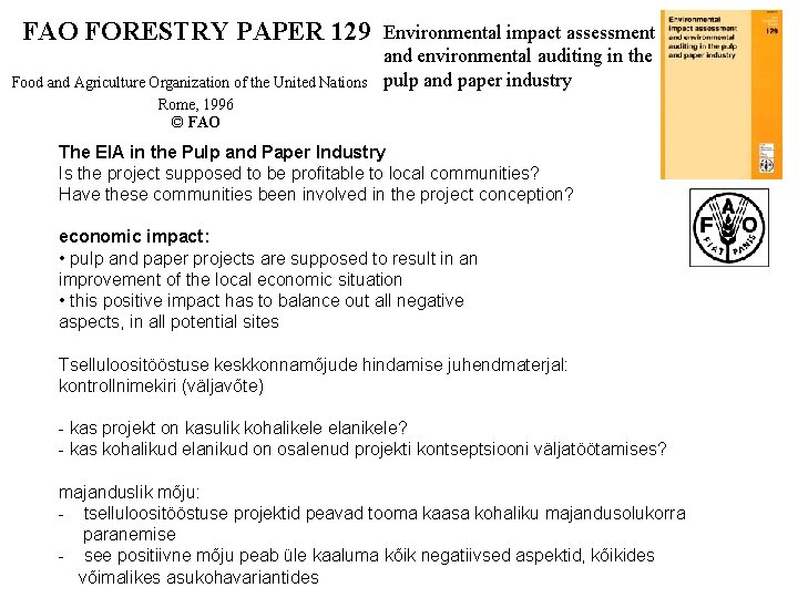 FAO FORESTRY PAPER 129 Food and Agriculture Organization of the United Nations Rome, 1996