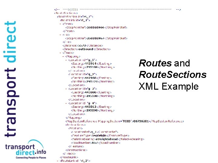 Routes and Route. Sections XML Example 