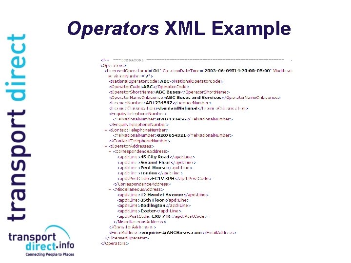 Operators XML Example 