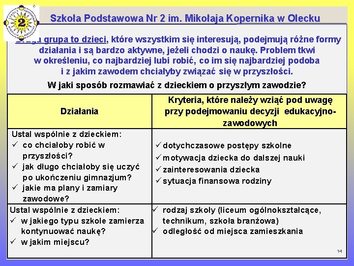 Szkoła Podstawowa Nr 2 im. Mikołaja Kopernika w Olecku Druga grupa to dzieci, które