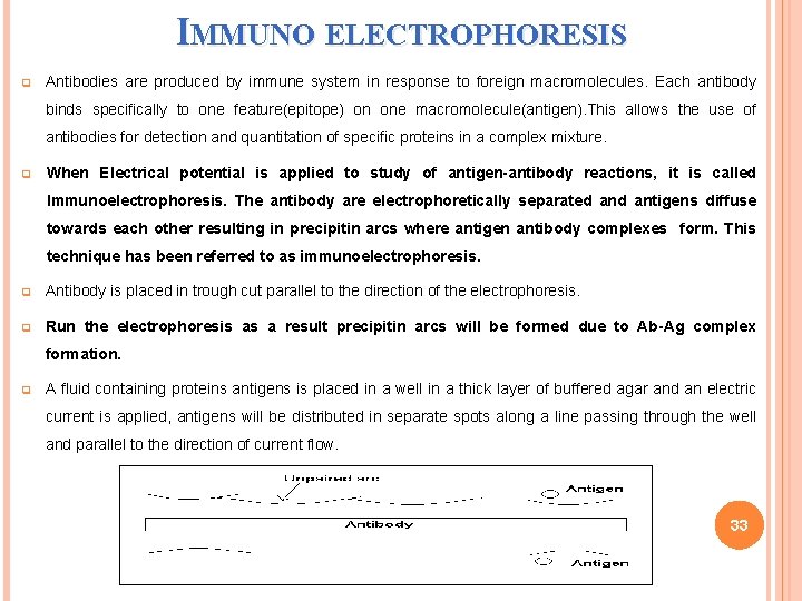 IMMUNO ELECTROPHORESIS q Antibodies are produced by immune system in response to foreign macromolecules.
