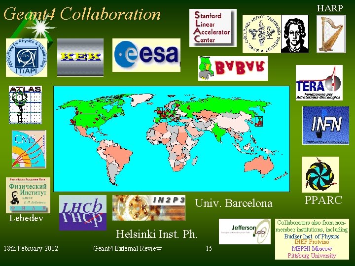 HARP Geant 4 Collaboration Univ. Barcelona Lebedev Helsinki Inst. Ph. 18 th February 2002