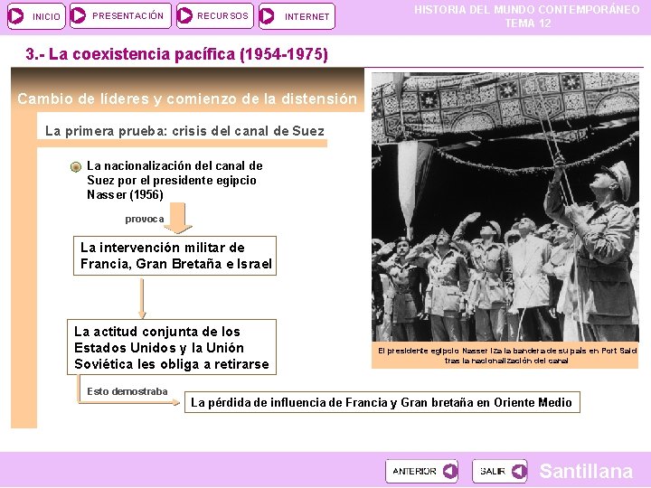 INICIO PRESENTACIÓN RECURSOS INTERNET HISTORIA DEL MUNDO CONTEMPORÁNEO TEMA 12 3. - La coexistencia