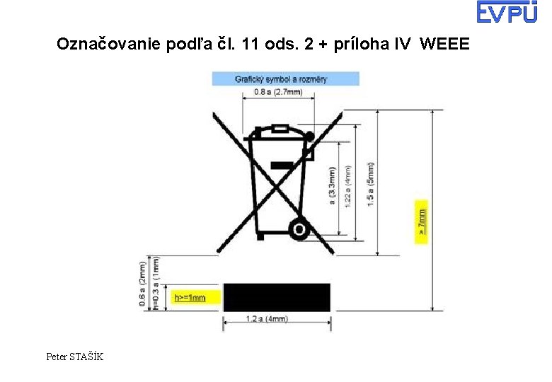 Označovanie podľa čl. 11 ods. 2 + príloha IV WEEE Peter STAŠÍK 