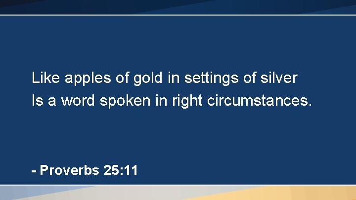 Like apples of gold in settings of silver Is a word spoken in right