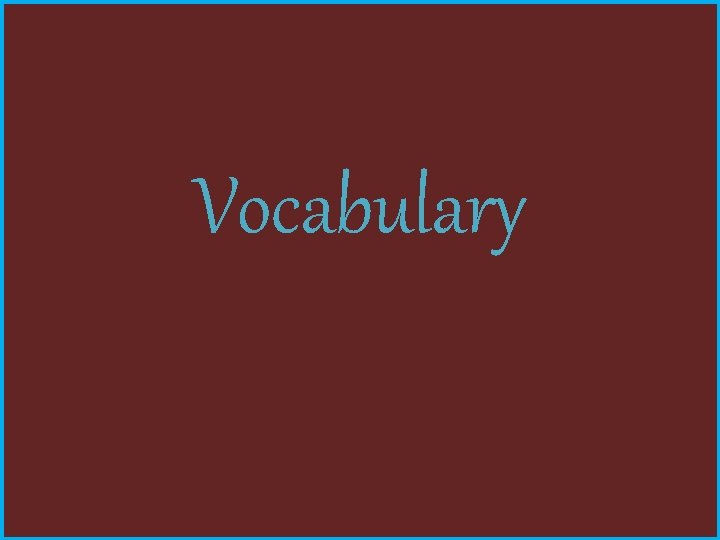 Vocabulary 