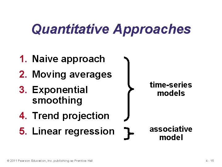Quantitative Approaches 1. Naive approach 2. Moving averages 3. Exponential smoothing time-series models 4.