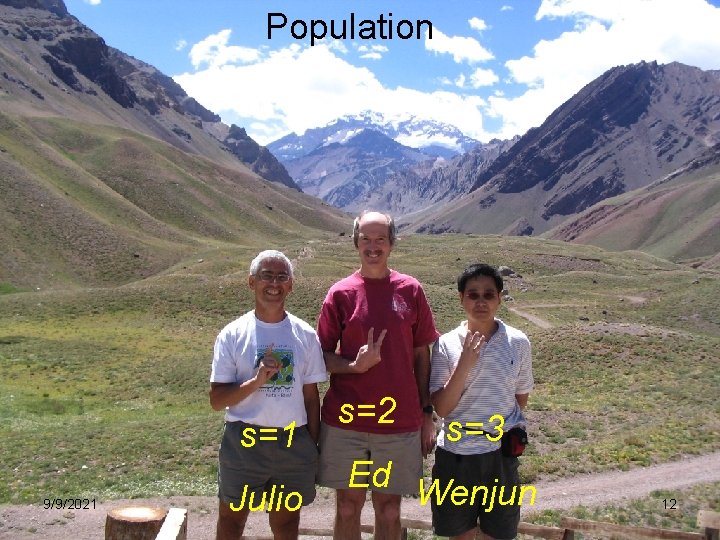 Population s=1 9/9/2021 Julio s=2 s=3 Ed Wenjun 12 Population s=1 9/9/2021 Julio s=2 s=3 Ed Wenjun 12
