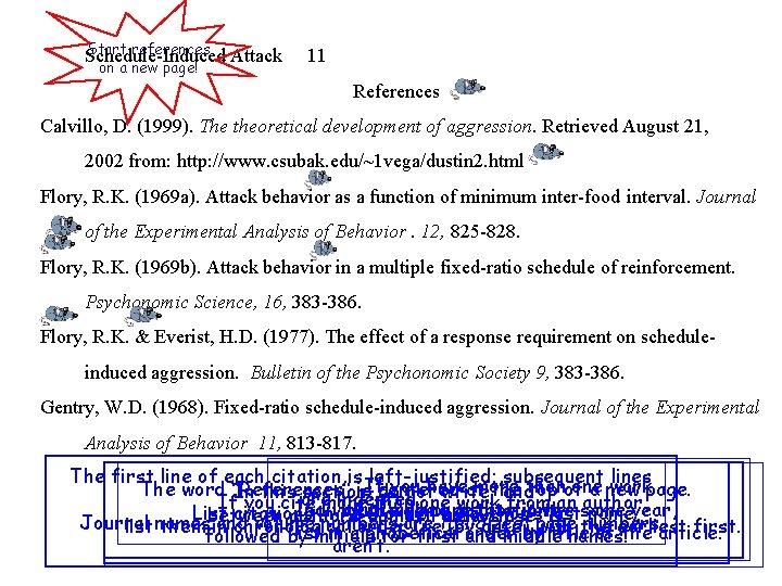 Start references Schedule-Induced Attack on a new page! 11 References Calvillo, D. (1999). The