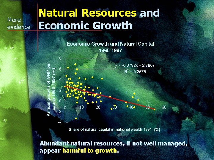 More evidence Natural Resources and Economic Growth Abundant natural resources, if not well managed,