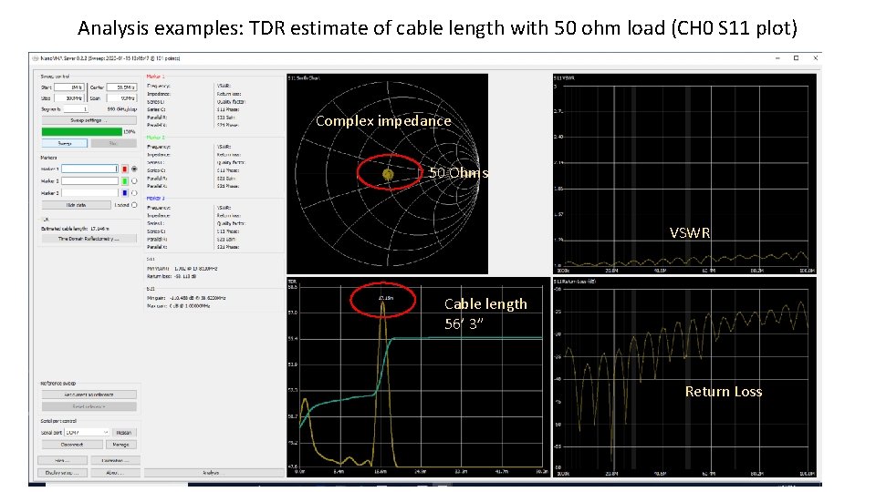 Analysis examples: TDR estimate of cable length with 50 ohm load (CH 0 S