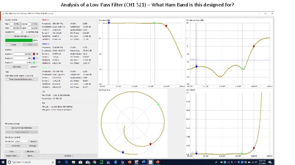 Analysis of a Low Pass Filter (CH 1 S 21) – What Ham Band