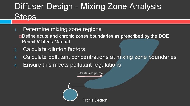 Diffuser Design - Mixing Zone Analysis Steps 1. Determine mixing zone regions �Define acute