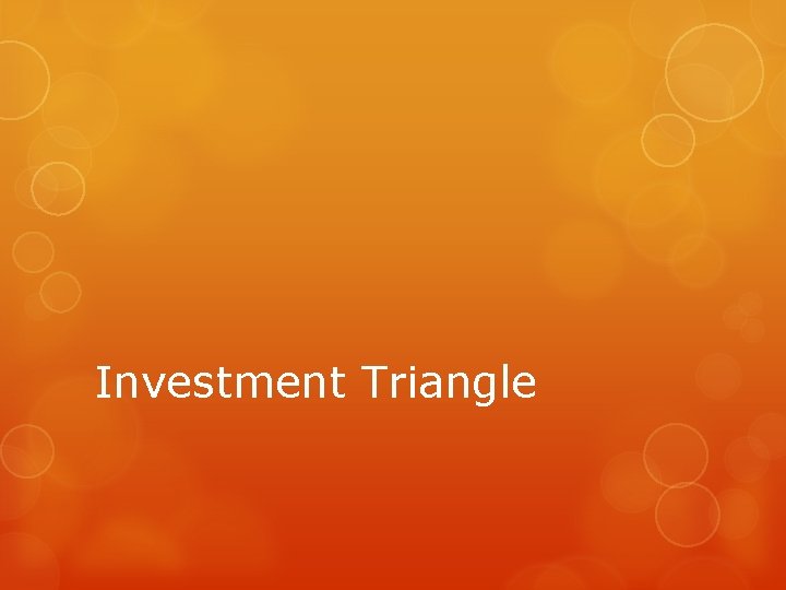 Investment Triangle Investment Triangle The ideal investment would