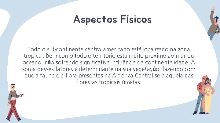 Aspectos Físicos Todo o subcontinente centro-americano está localizado na zona tropical, bem como todo
