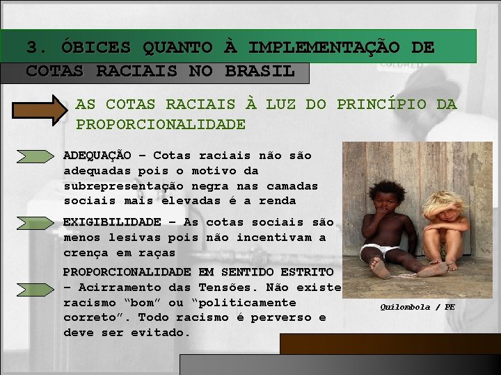 3. ÓBICES QUANTO À IMPLEMENTAÇÃO DE COTAS RACIAIS NO BRASIL AS COTAS RACIAIS À