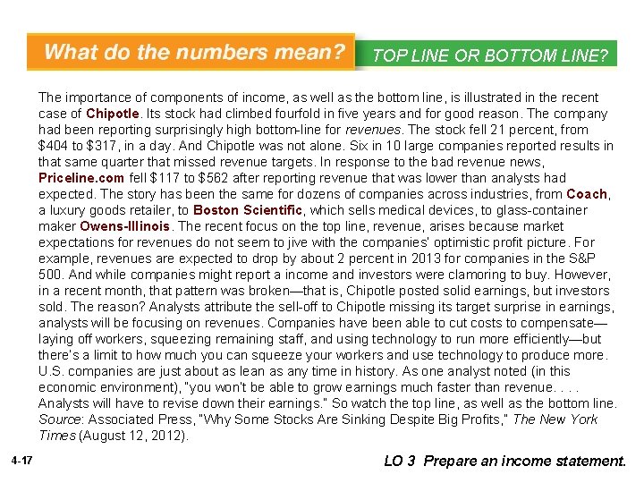 TOP LINE OR BOTTOM LINE? WHAT’S YOUR PRINCIPLE The importance of components of income,