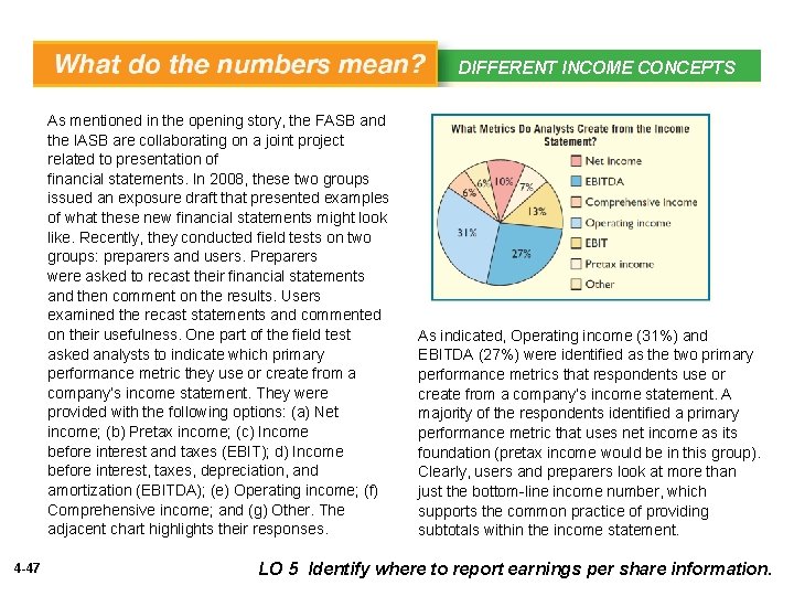 DIFFERENT INCOME CONCEPTS WHAT’S YOUR PRINCIPLE As mentioned in the opening story, the FASB