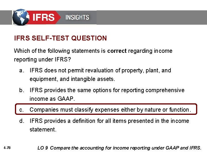 IFRS SELF-TEST QUESTION Which of the following statements is correct regarding income reporting under