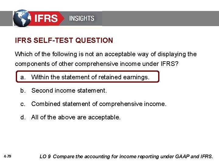 IFRS SELF-TEST QUESTION Which of the following is not an acceptable way of displaying