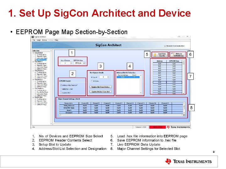 1. Set Up Sig. Con Architect and Device • EEPROM Page Map Section-by-Section 8