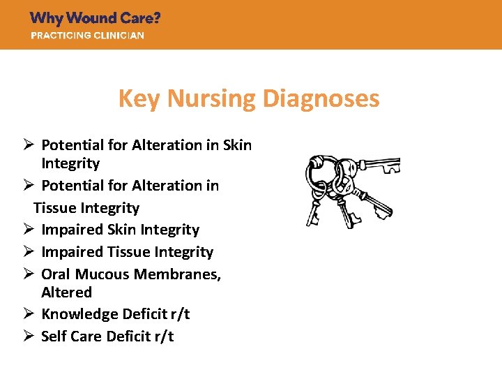 Key Nursing Diagnoses Ø Potential for Alteration in Skin Integrity Ø Potential for Alteration